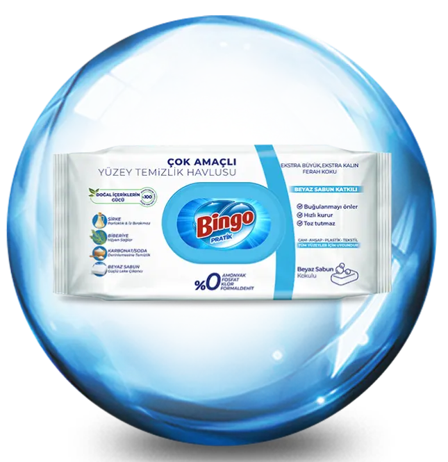 Bingo Yüzey Temizleme Havlusu Beyaz Sabunlu 96'lı