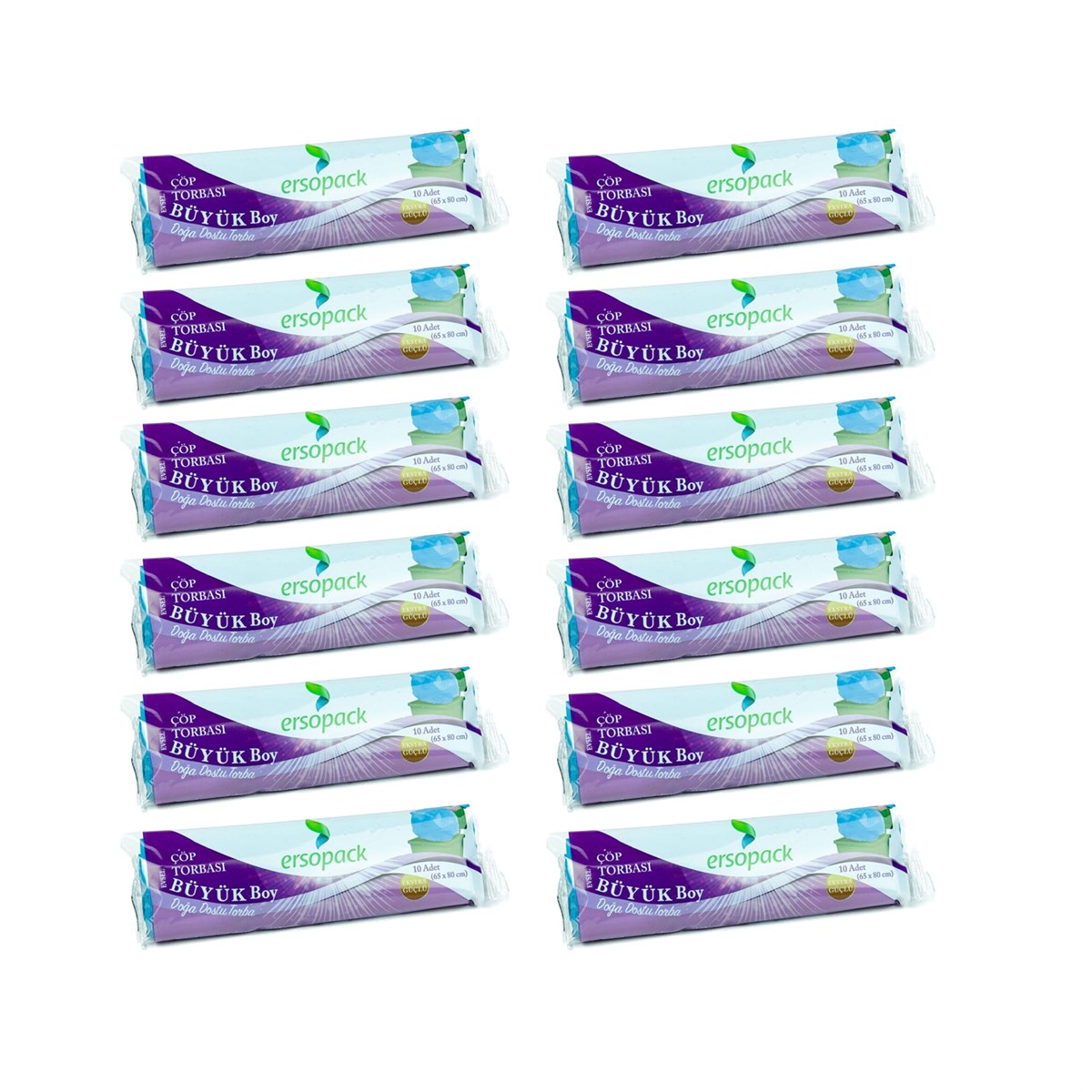 Ersopack Büyük Boy 65x80 cm Çöp Torbası 12 Rulo